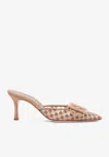 Manolo Blahnik Maysalebi 70 Beige Mesh Mules In Beige
