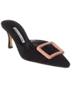 Manolo Blahnik 50mm Maysalebi Suede Mules In Black