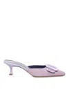 Manolo Blahnik Maysalebi Mules In Purple