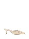 Manolo Blahnik Natural Velvet Maysale Heels