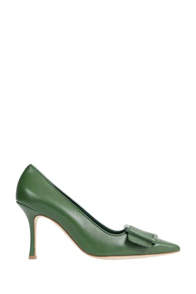 Manolo Blahnik Maysalepump 90 Buckle Detail Pumps In Green