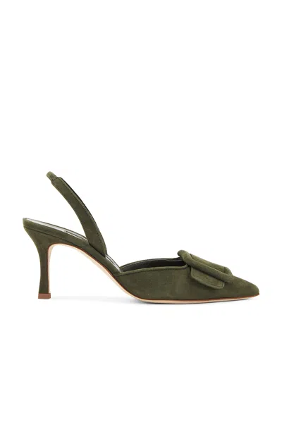 Manolo Blahnik Maysli 70 Pump In Dark Khaki