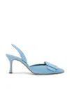 Manolo Blahnik Maysli 70 Suede Slingback Pump In Medium Blue