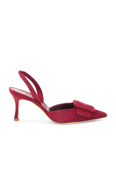 Manolo Blahnik Maysli 70 Suede Pump In Dark Red