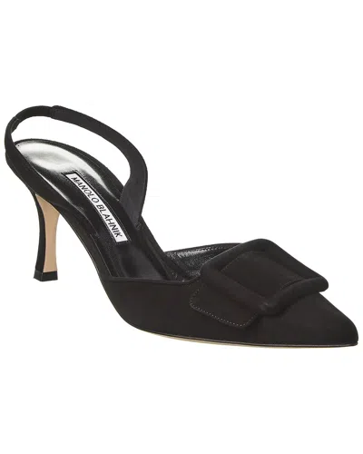 Manolo Blahnik Maysli 70 Suede Slingback Pump In Black