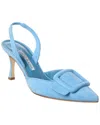 Manolo Blahnik Maysli 70 Suede Slingback Pump In Blue