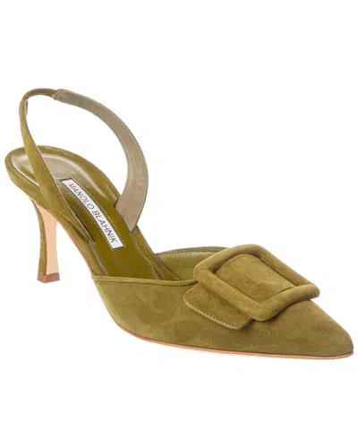 Manolo Blahnik Maysli 70 Suede Slingback Pump In Multi