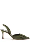 Manolo Blahnik Maysli 70 Buckled Suede Slingback Pumps In Dark Green