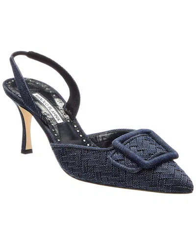 Manolo Blahnik Maysli 95 Denim Slingback Pump In Blue