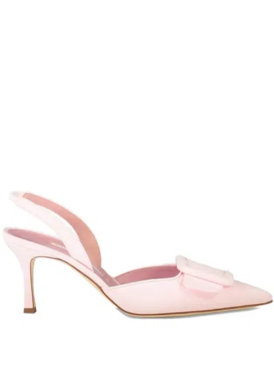 Manolo Blahnik Maysli Buckle Slingback Pumps In Pink