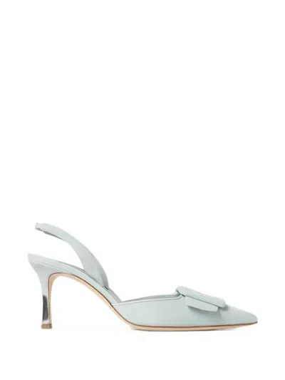 Manolo Blahnik Maysli Buckle-detail Pointed-toe Pumps In Blue