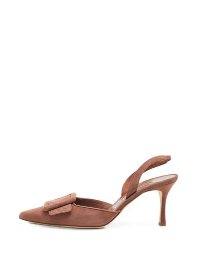 Pre-owned Manolo Blahnik Maysli Buckle-detail Slingback Pumps In Pink