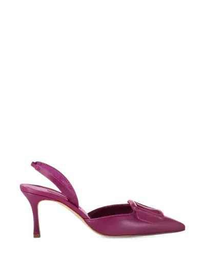 Manolo Blahnik Maysli Buckle-detail Slingback Pumps In Purple