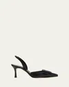 Manolo Blahnik Maysli 70 Buckled Suede Slingback Pumps In Black