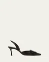 Manolo Blahnik Maysli Leather Buckle Halter Pumps In Brown