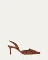 Manolo Blahnik Maysli Leather Buckle Halter Pumps In Brown