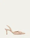 Manolo Blahnik Maysli Woven Buckle Slingback Pumps In Nude