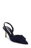 Manolo Blahnik Maysli Pointed Toe Slingback Pump In Navy4116
