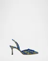 Manolo Blahnik Maysli Printed Buckle Halter Pumps In Multi