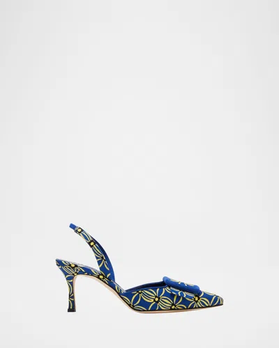 Manolo Blahnik Maysli Printed Buckle Halter Pumps In Multi