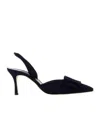 Manolo Blahnik Maysli Pointed Toe Slingback Pump In Blue