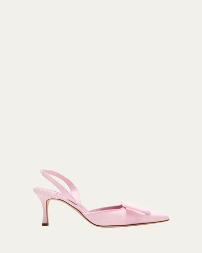Manolo Blahnik Maysli Suede Buckle Halter Pumps In Multi