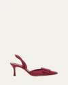 Manolo Blahnik Maysli 70 Velvet Slingback Pumps In Bordeaux