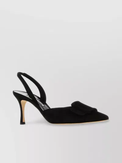 Manolo Blahnik Maysli Suede Pumps Velvet Finish In Black