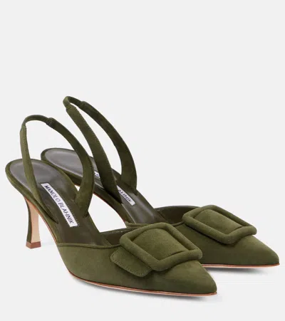 MANOLO BLAHNIK MAYSLI SUEDE SLINGBACK PUMPS