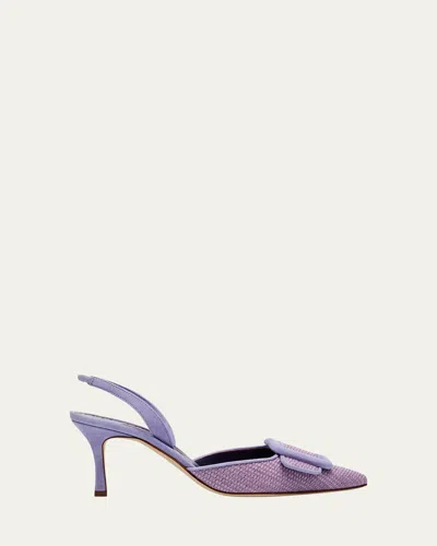 Manolo Blahnik Maysli Woven Buckle Slingback Pumps In Mpur5146bpur5221