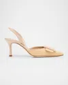 Manolo Blahnik Maysli Woven Buckle Slingback Pumps In Nude