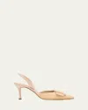 Manolo Blahnik Maysli Woven Buckle Slingback Pumps In Nude