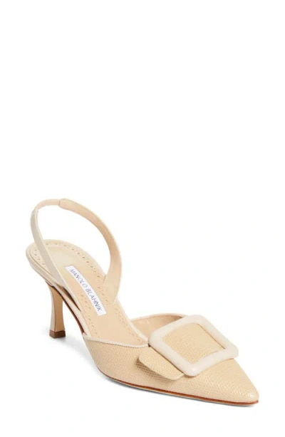 Manolo Blahnik Mayslibi Slingback Pump In Gold