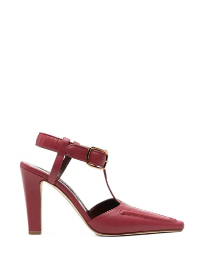 Manolo Blahnik Melusina Leather T-bar Pumps In Pink