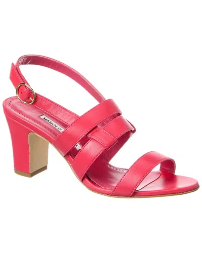 Manolo Blahnik Memarhi 70 Leather Sandal In Pink