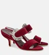 Manolo Blahnik Memonia Embellished Velvet Mules In Burgundy