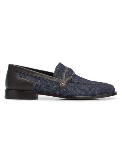 Manolo Blahnik Men's Alamo Denim & Leather Loafers In Blue