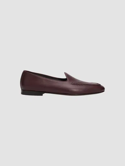 Manolo Blahnik Men's Brera Braided-apron Leather Loafers In Burgundy