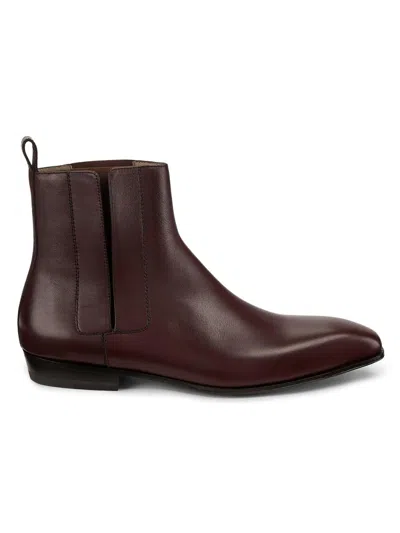 Manolo Blahnik Men's Bruton Leather Ankle Boots In Brown