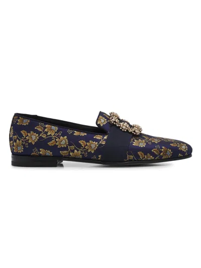 Manolo Blahnik Carlton Crystal-embellished Floral-jacquard Loafers In Multi
