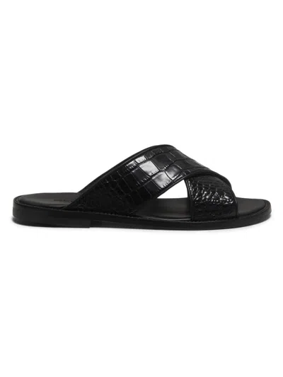 Manolo Blahnik Men's Otawi Leather Sandals In Black