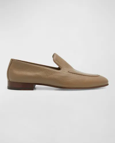Manolo Blahnik Men's Truro Leather Loafers In Brown