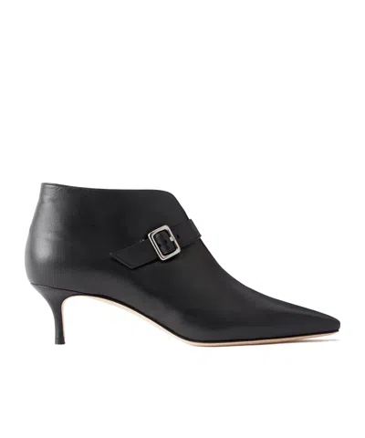 Manolo Blahnik Mendiola 50 Buckled Leather Ankle Boots In Black