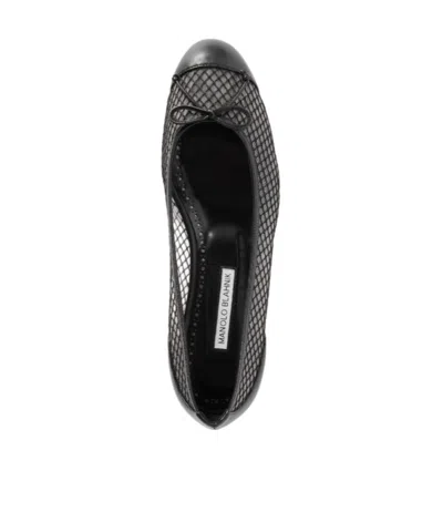 Manolo Blahnik Mesh Ballet Flats In Black