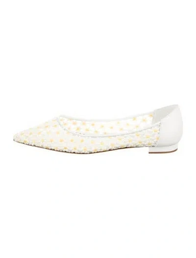 Pre-owned Manolo Blahnik Mesh Ballet Flats In Neutral