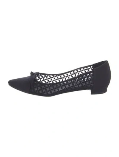 Pre-owned Manolo Blahnik Mesh Lace Pattern Ballet Flats In Blue
