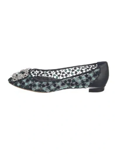 Pre-owned Manolo Blahnik Mesh Lace Pattern Flats In Multi