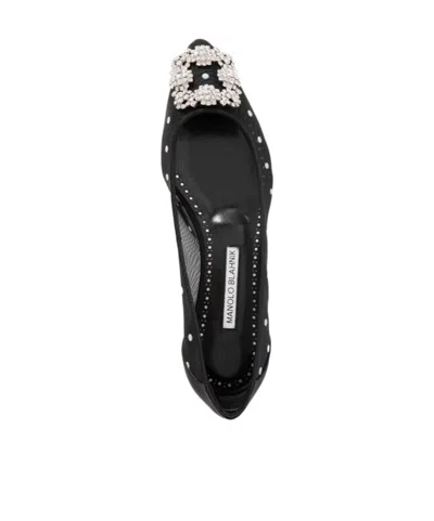 Manolo Blahnik Mesh Pointed Ballet Flats In Black