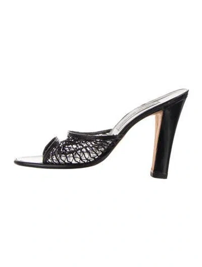 Pre-owned Manolo Blahnik Mesh Slides In Blue