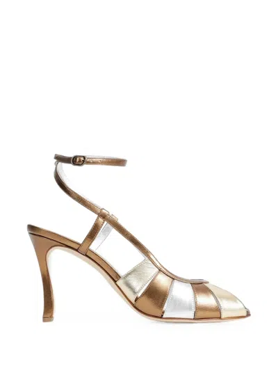 Manolo Blahnik Metallic Leather Sandals In Gold